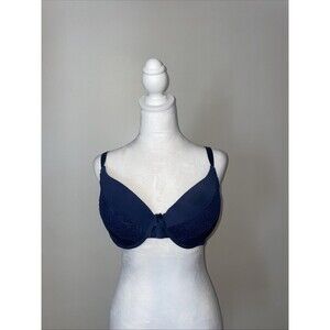 Inteco Intimates Navy Blue Lace Push Up Bra Underwire Padded Size 40C